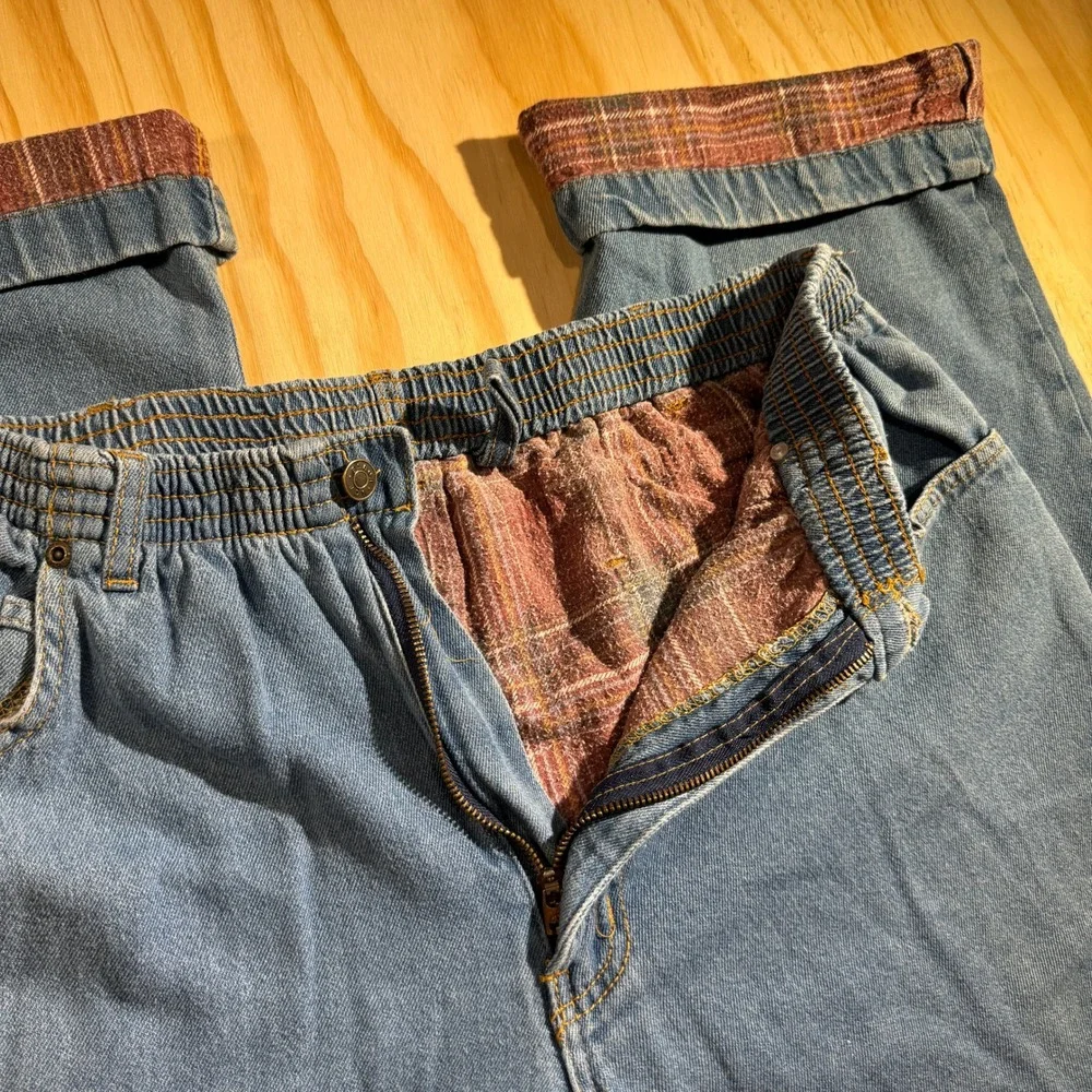 Haband's Ice House Men's Flannel Lined Elastic Waist Denim Jeans Blue Size 36